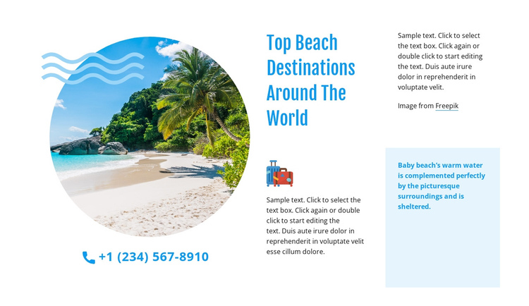 Top beach destinations One Page Template