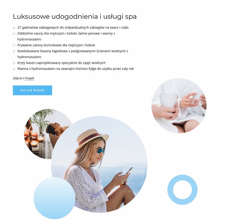 Luksusowe usługi spa Makieta strony internetowej