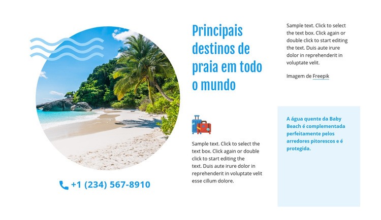 Principais destinos de praia Maquete do site