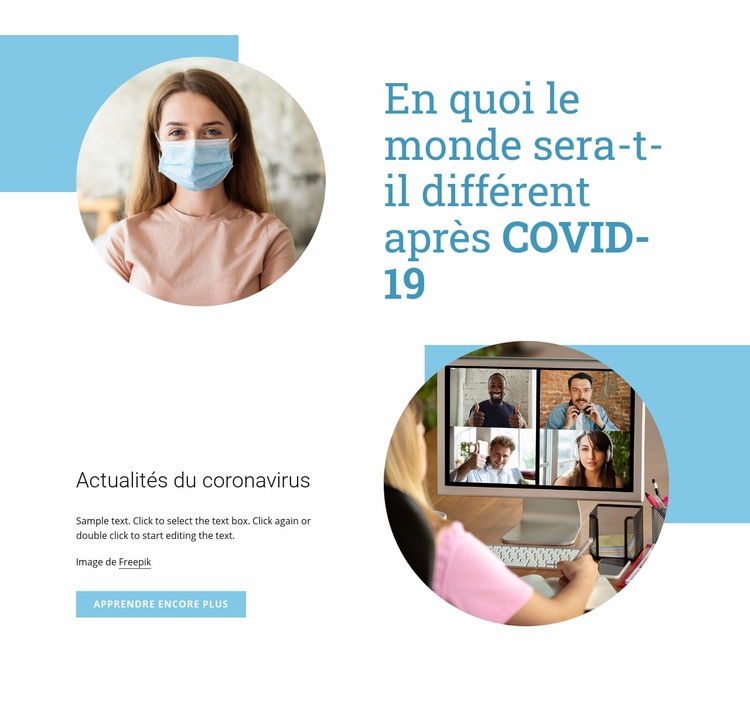 Le monde après Covid-19 Conception de site Web