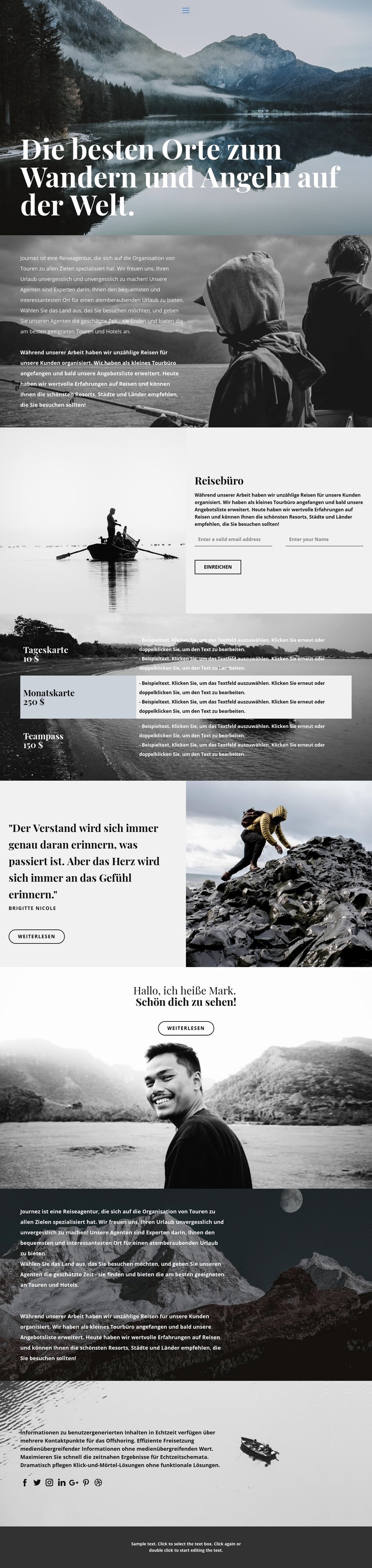 Beste Orte zum Wandern und Angeln Website design