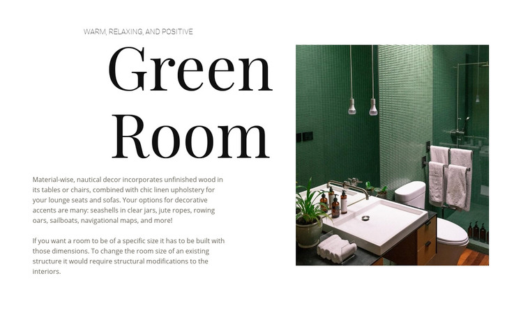 Green color in interior Elementor Template Alternative