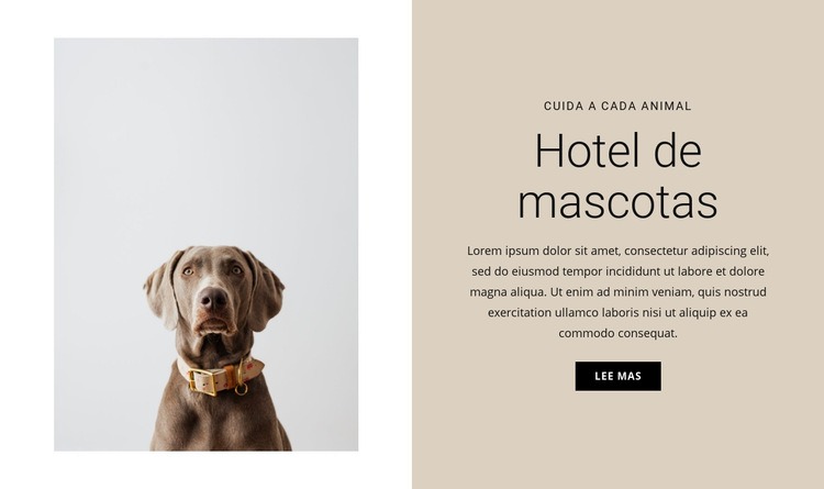 Hotel para animales Maqueta de sitio web