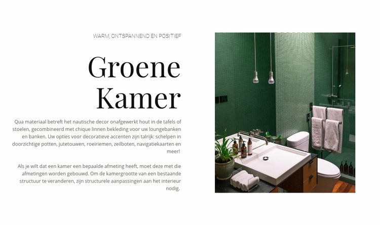 Groene kleur in interieur Sjabloon voor één pagina