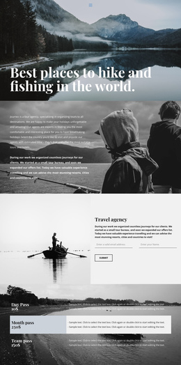 Best Places For Hiking And Fishing - Single Page Website Template