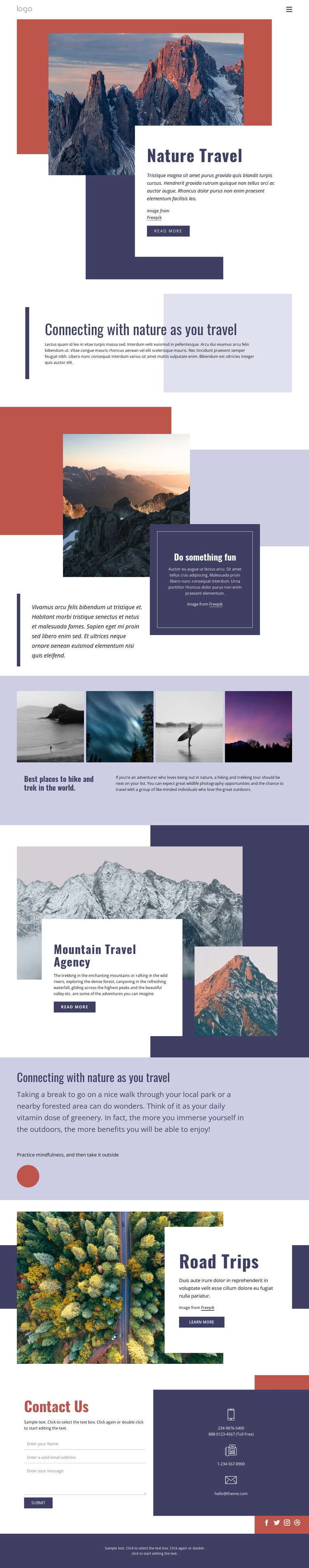 Nature travel One Page Template