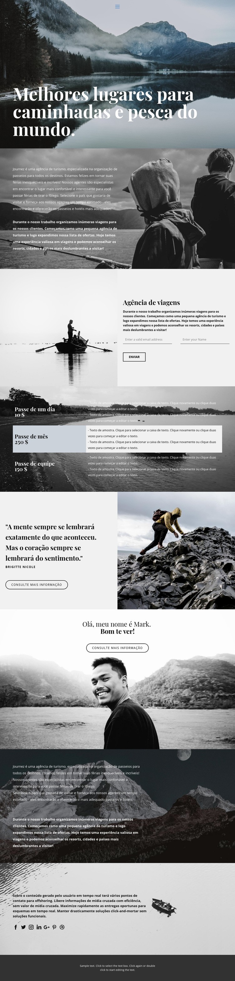 Melhores lugares para caminhadas e pesca Landing Page