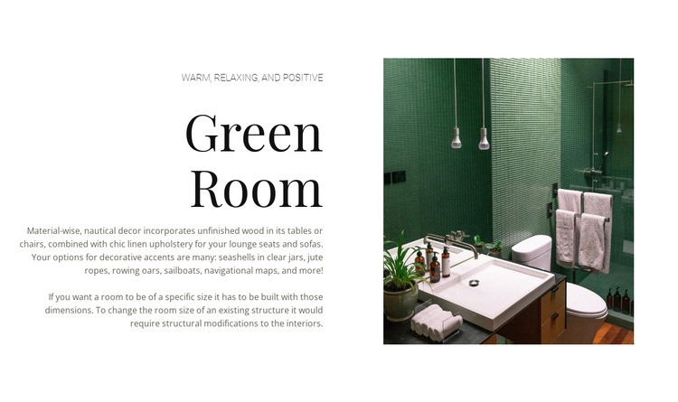 Grön färg i interiören Html webbplatsbyggare