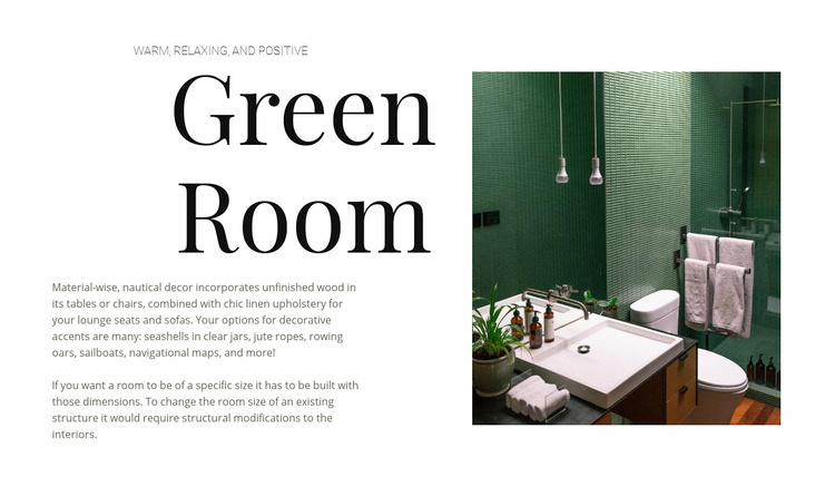 Green color in interior Wix Template Alternative