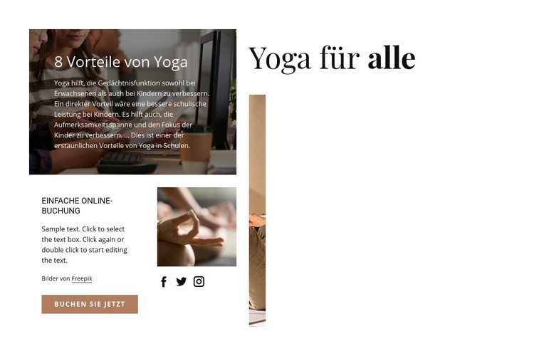 Yoga für alle Website-Modell