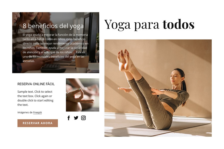Yoga para todos Plantilla de sitio web