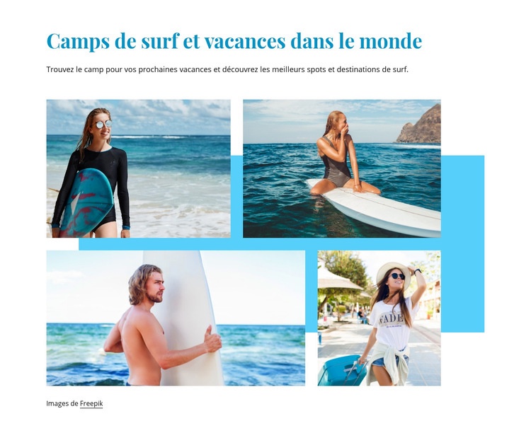 Camps de surf Maquette de site Web