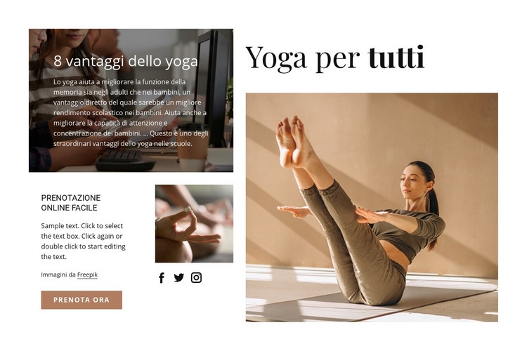 Yoga per tutti Mockup del sito web