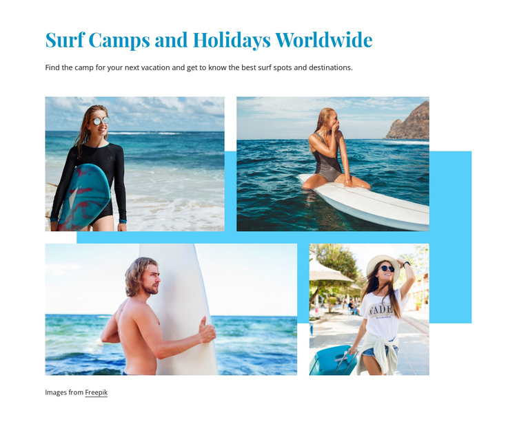 Surf camps One Page Template