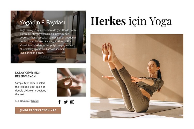 Herkes için Yoga Web Sitesi Mockup'ı