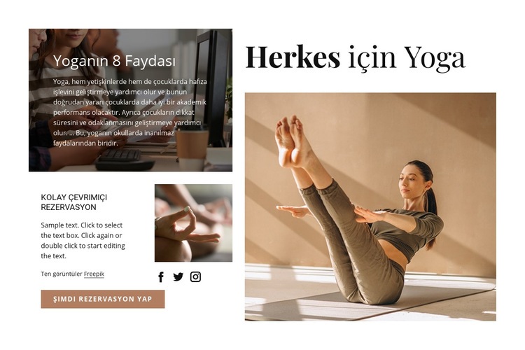 Herkes için Yoga Web sitesi tasarımı