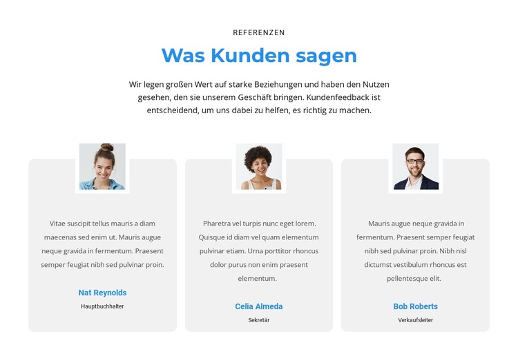 Was denken Kunden Website-Vorlage