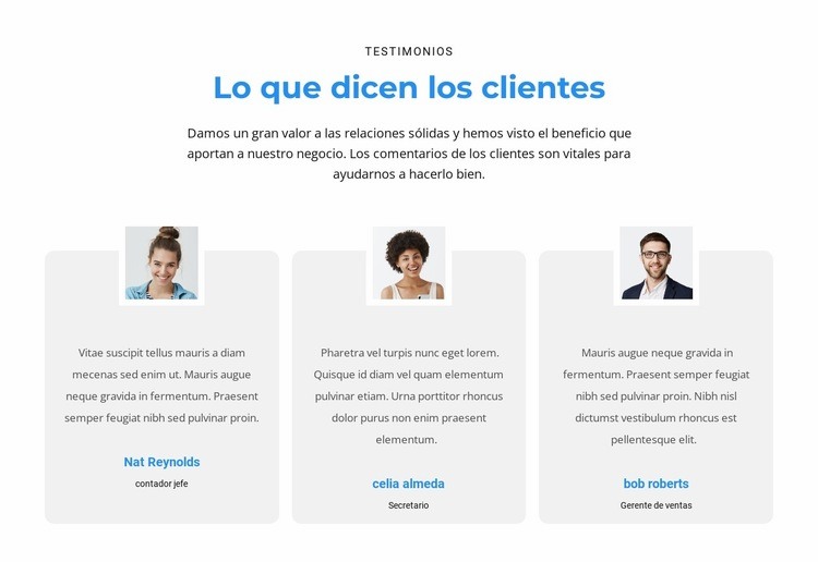 que opinan los clientes Maqueta de sitio web