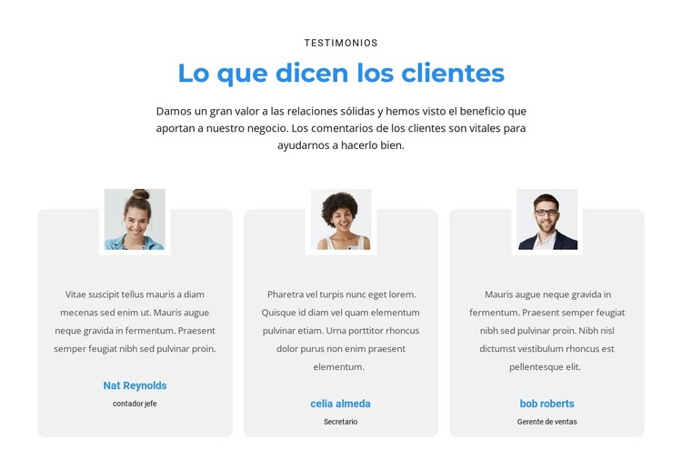 que opinan los clientes Plantilla HTML