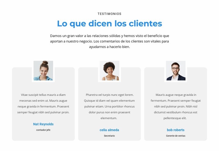 que opinan los clientes Plantilla HTML5