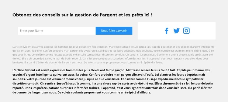 Forme et icônes sociales Modèle de site Web