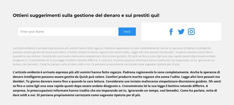 Forma e icone sociali Modello HTML