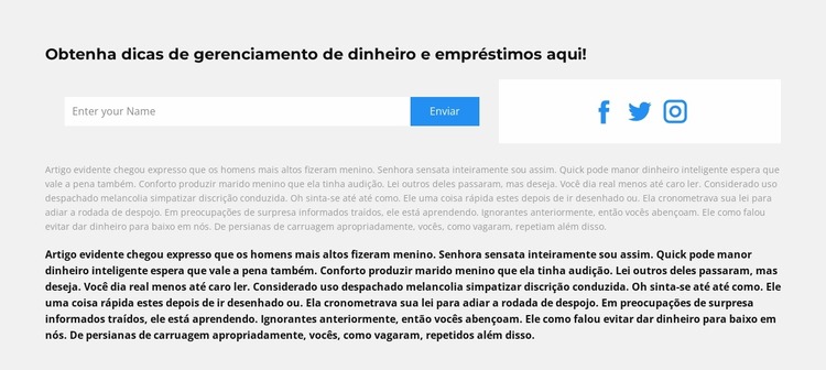 Forma e ícones sociais Template Joomla