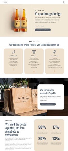 Branding Und Verpackungsdesign Site-Vorlage