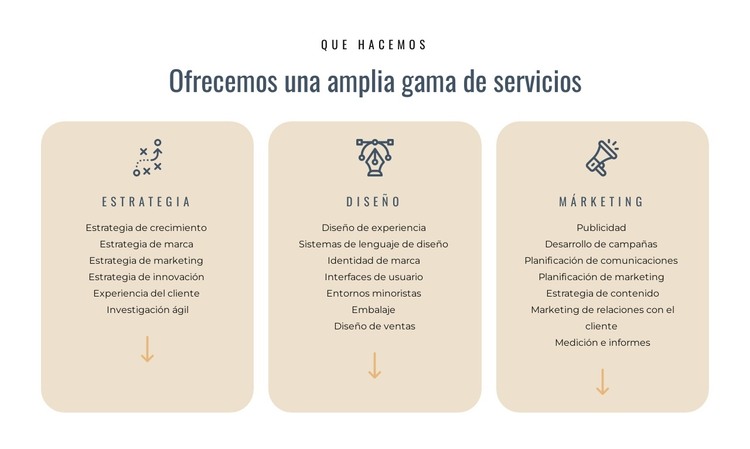 Ofrecemos diferentes servicios Plantilla HTML