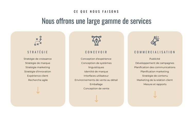 Nous offrons différents services Modèles de constructeur de sites Web