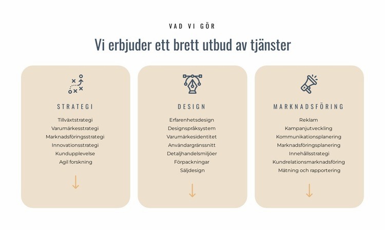 Vi erbjuder olika tjänster HTML-mall