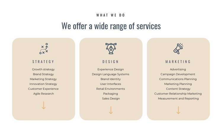 We offer different services Landing Page