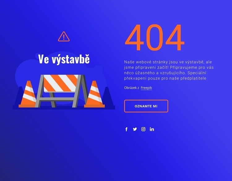 zpráva 404 Šablona HTML