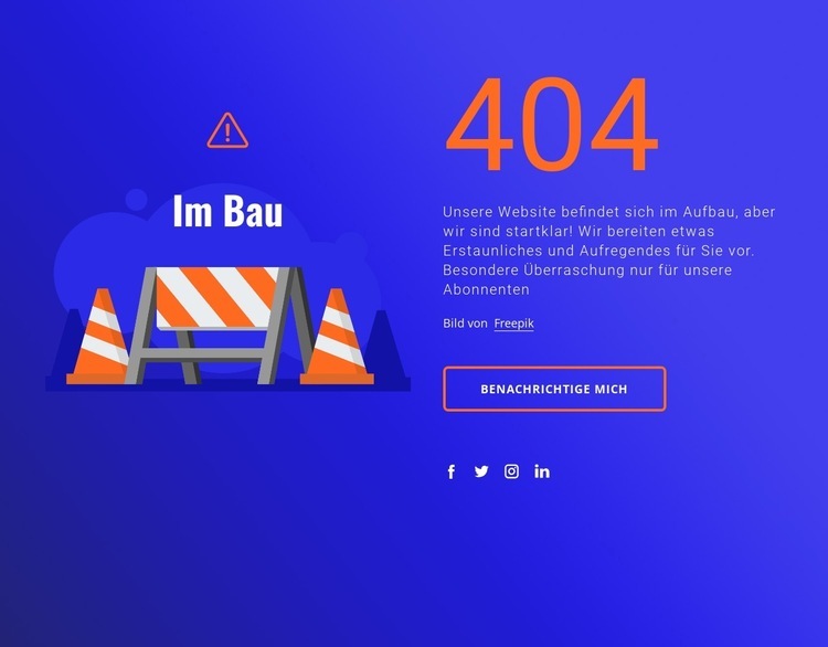 404-Nachricht Eine Seitenvorlage