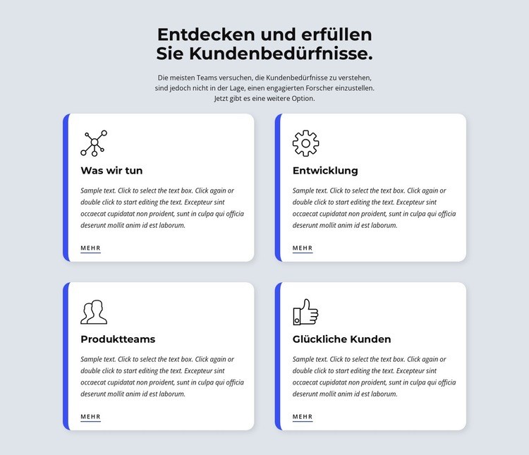 Kundenbedürfnisse erfüllen Website Builder-Vorlagen