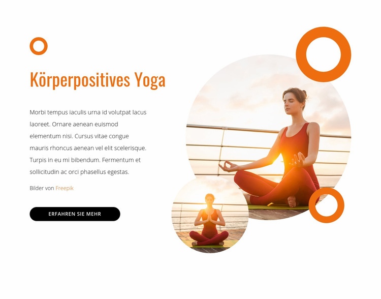 Körperpositives Yoga Website-Modell