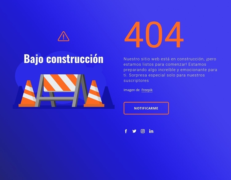 mensaje 404 Página de destino