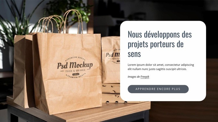 Nous développons des projets porteurs de sens Modèles de constructeur de sites Web