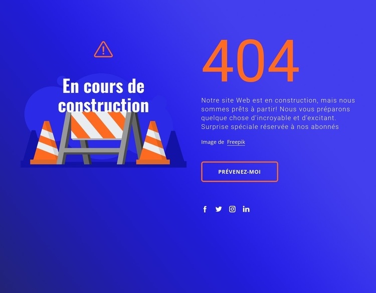 Message 404 Modèle HTML5