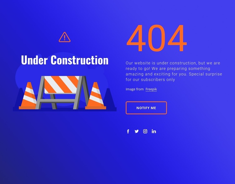 404 message Html Website Builder