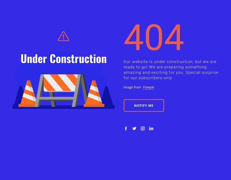 404 message Html Website Builder