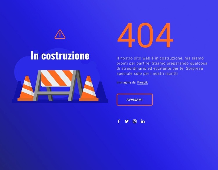messaggio 404 Modello HTML5
