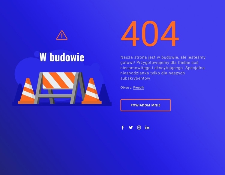 404 wiadomość Makieta strony internetowej