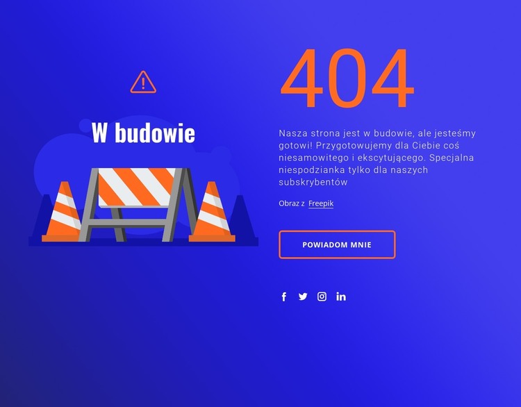 404 wiadomość Szablon HTML