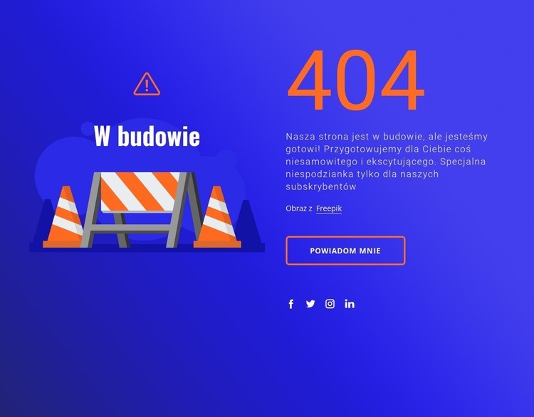 404 wiadomość Szablon