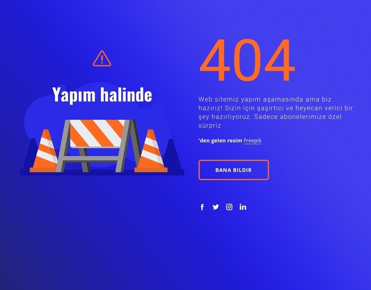 404 mesajı Açılış sayfası