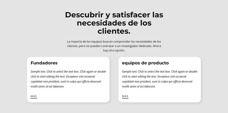 Tipos de necesidades del cliente. Maqueta de sitio web