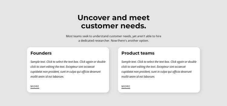 Types of customer needs Homepage Design