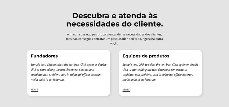 Tipos de necessidades do cliente Modelos de construtor de sites