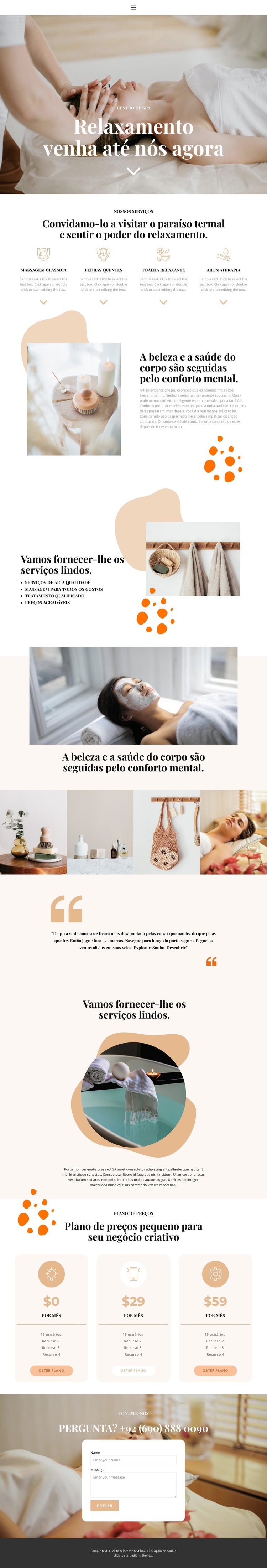 Tempo para relaxamento Design do site